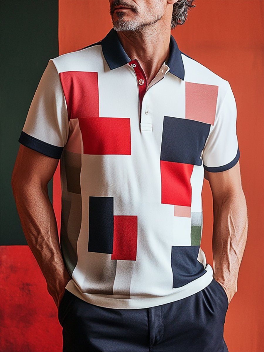 Camisa polo ejecutivo Bauhaus con botones de manga corta para hombre