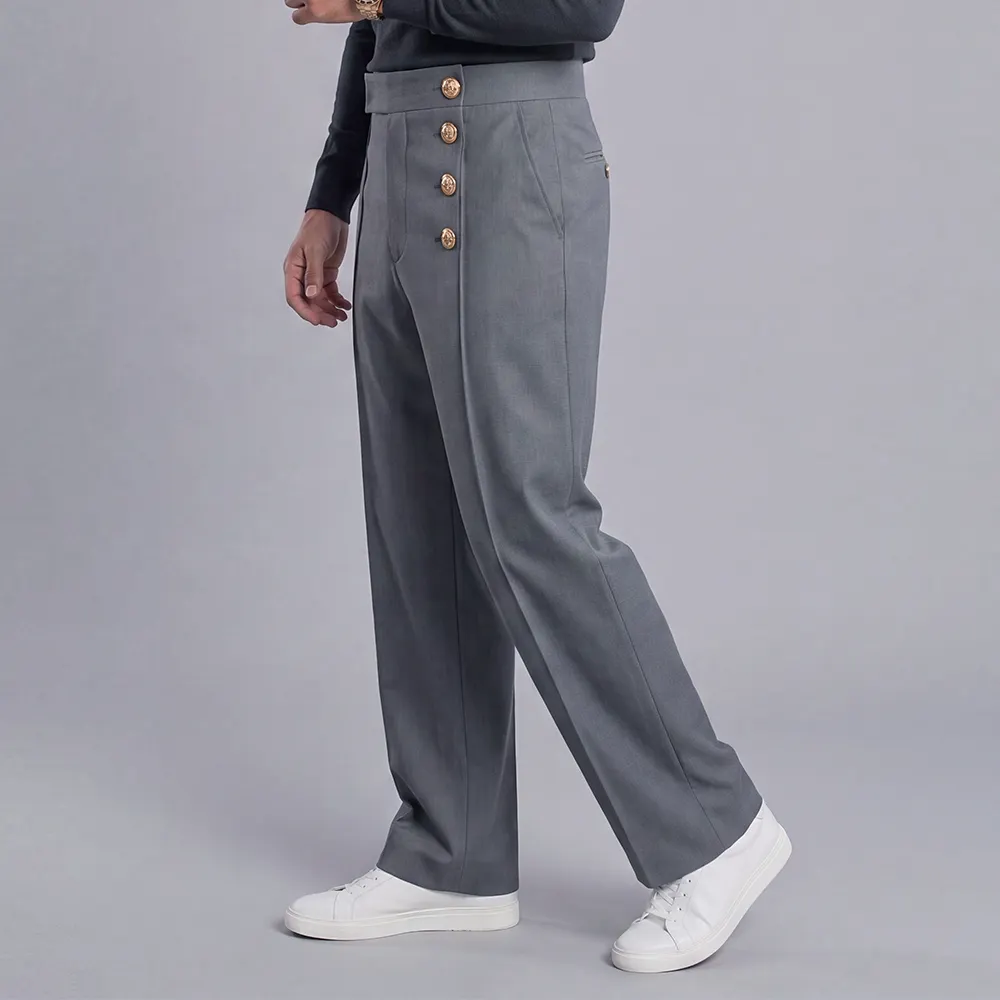 para hombre holgado-Fit, High-Waisted, Wide-Leg, Single-Breasted Dress pantalón
