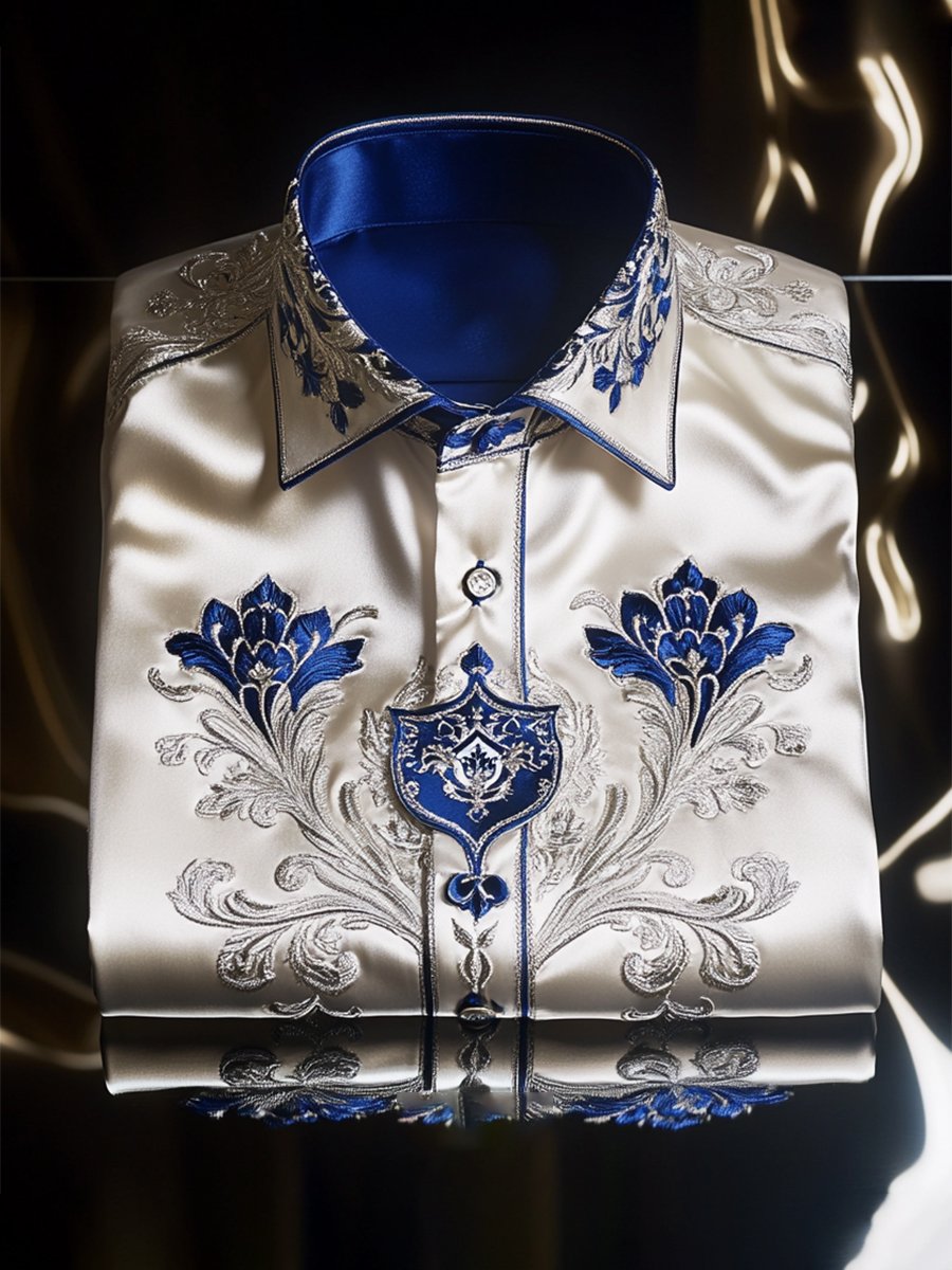 Camisa satén Luxe de manga larga con botones para hombre