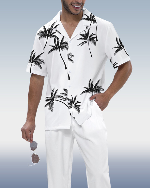 Camisa Rianmond Hawaiian estampado de manga corta Walking Set 3 Colors 414 para hombre