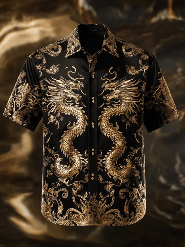 Camisa ejecutivo Luxe estampado de manga corta para hombre