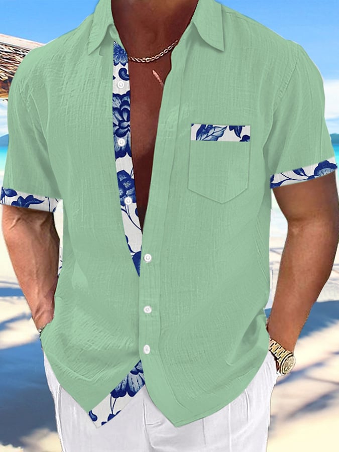 Camisa Hawaiian estampado de modaable Resort casual (With Pockets) para hombre