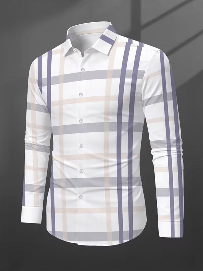 Camisa retro Abstract Art estampado Comfortable ejecutivo Style para hombre