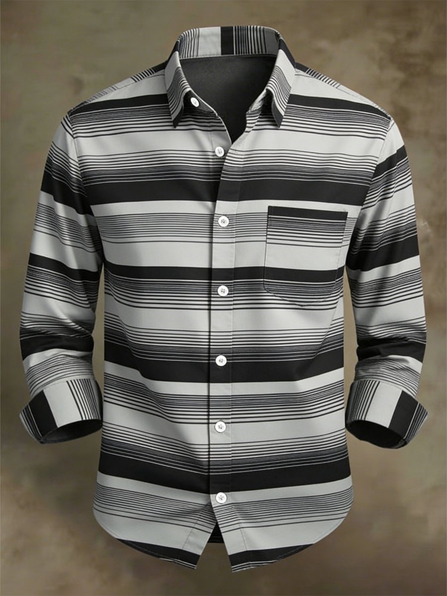 Camisa retro ejecutivo de manga larga para hombre