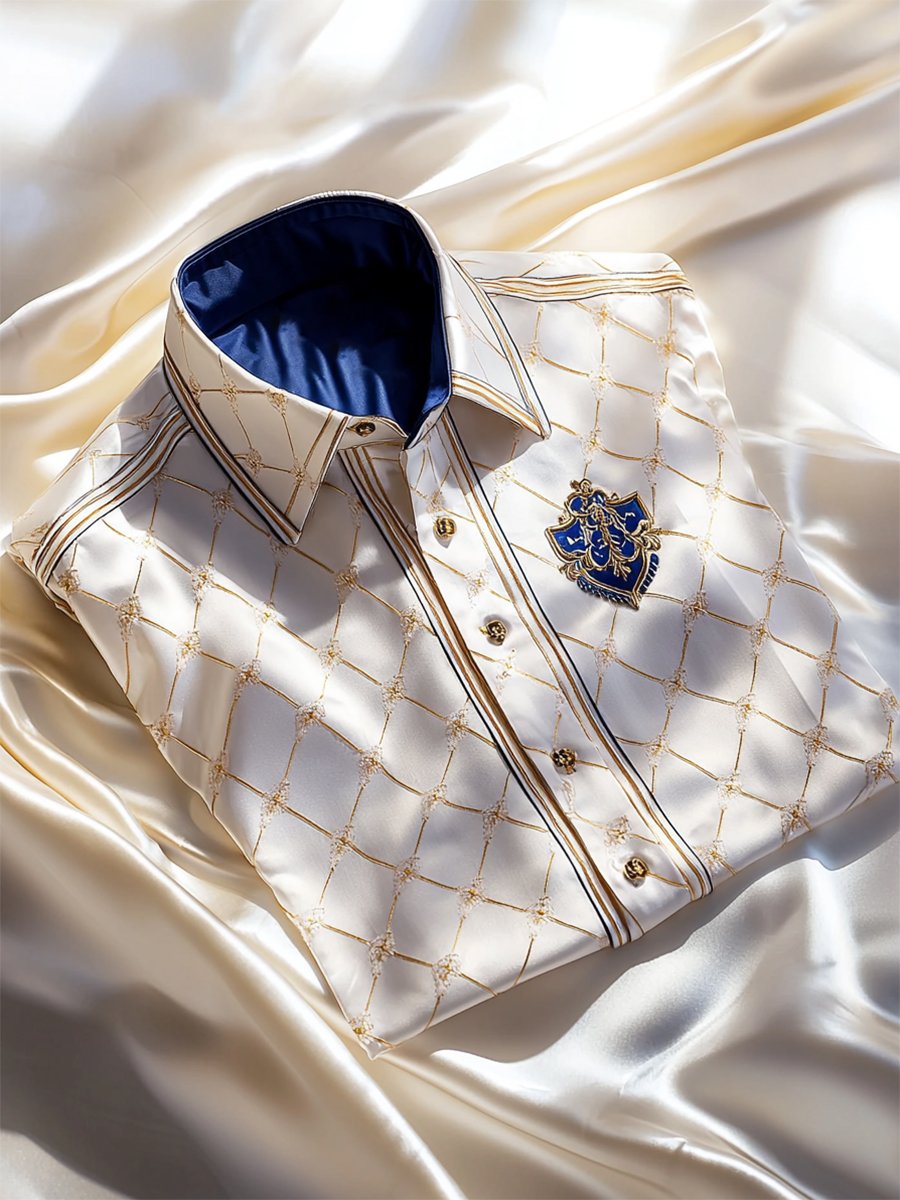 Camisa satén Luxe de manga larga con botones para hombre