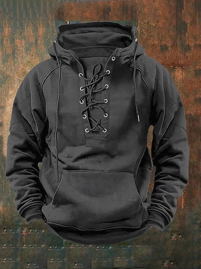 Sudadera Western Style Drawstring Raglan Hooded para hombre