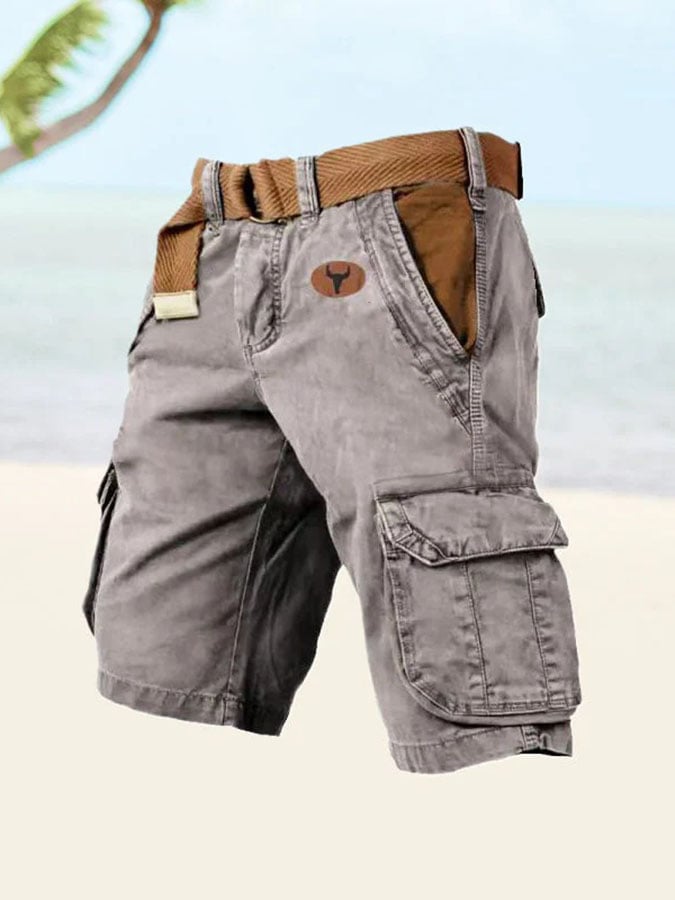 para hombre vintage Multi-Pocket estampado Cargo shorts