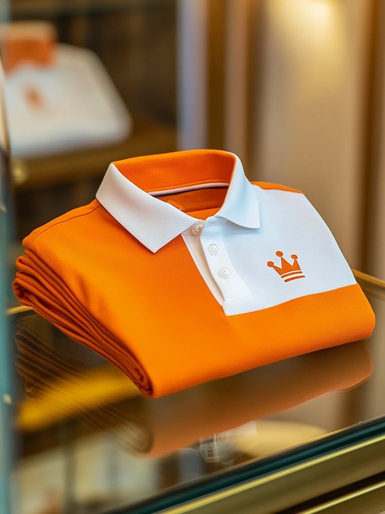 Camisa polo ejecutivo casual Crown Button de manga corta para hombre