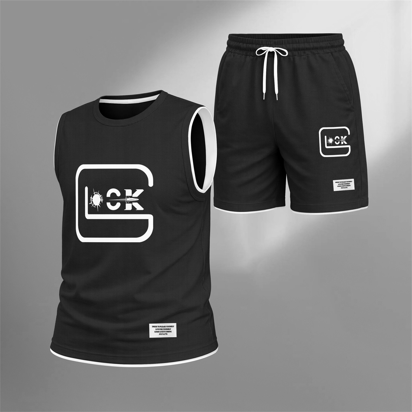 Shorts Matching Graphic Tank Top and Set, 2 Piece casual Sleeveless Outfit for Summer, Regular Fit Streetwear Clothing Set, suave transpirable Everyday Wear for Gym Travel Beach Vacation para hombre