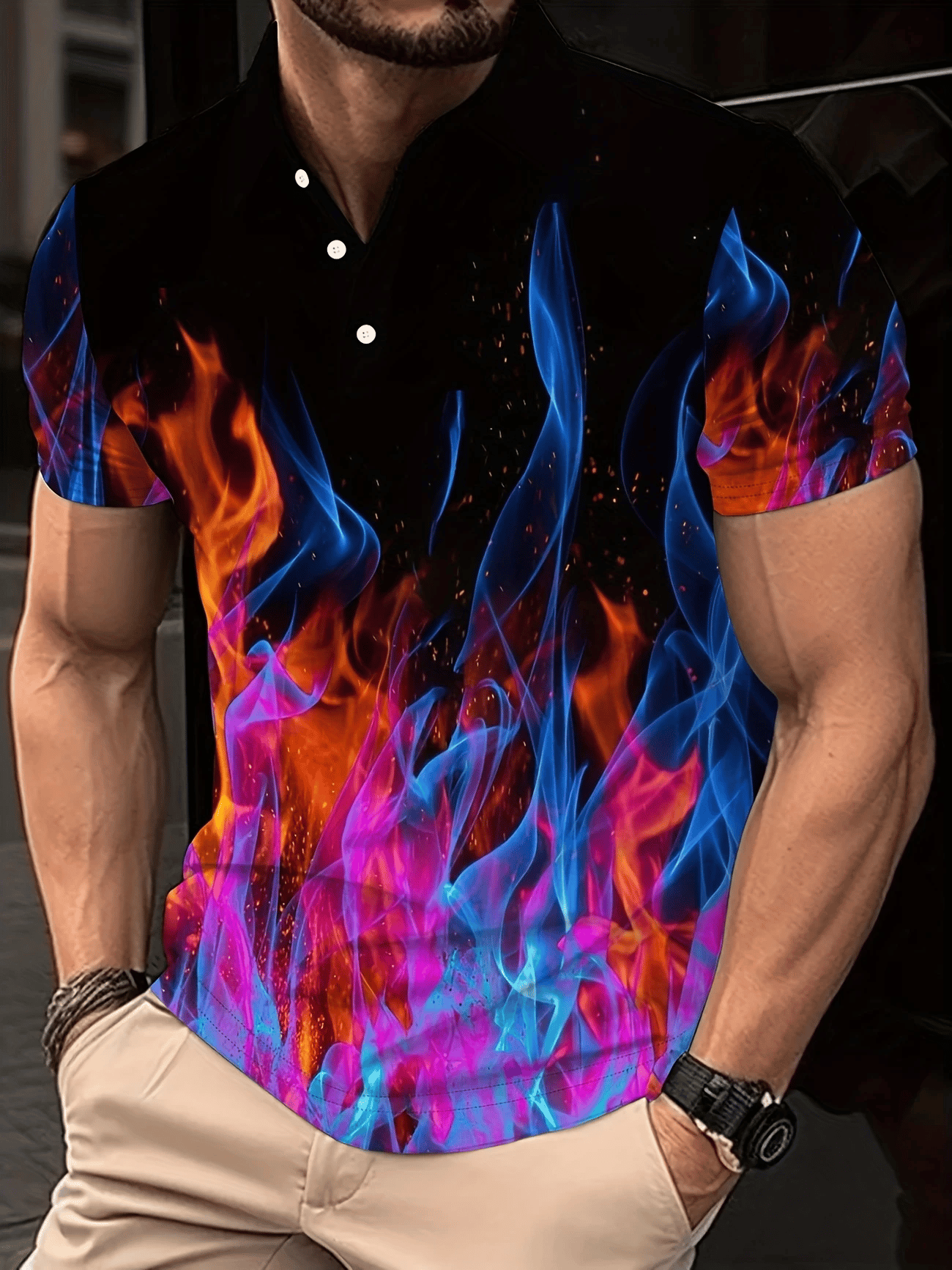 Camisa polo clásico ejecutivo Logo Button de manga corta para hombre