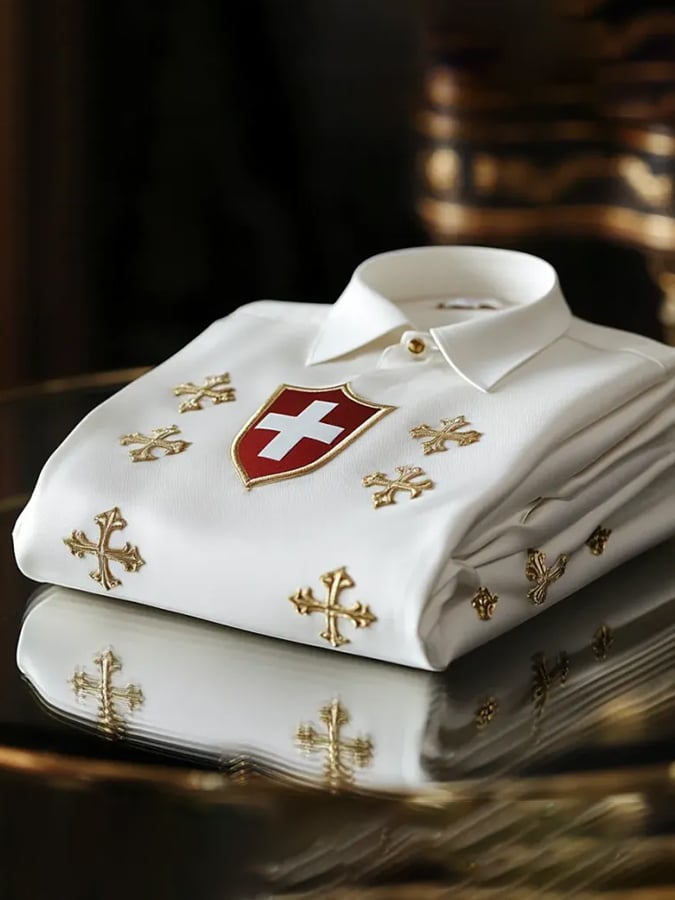 para hombre Silk Cross de lujo ejecutivo de manga larga camisa