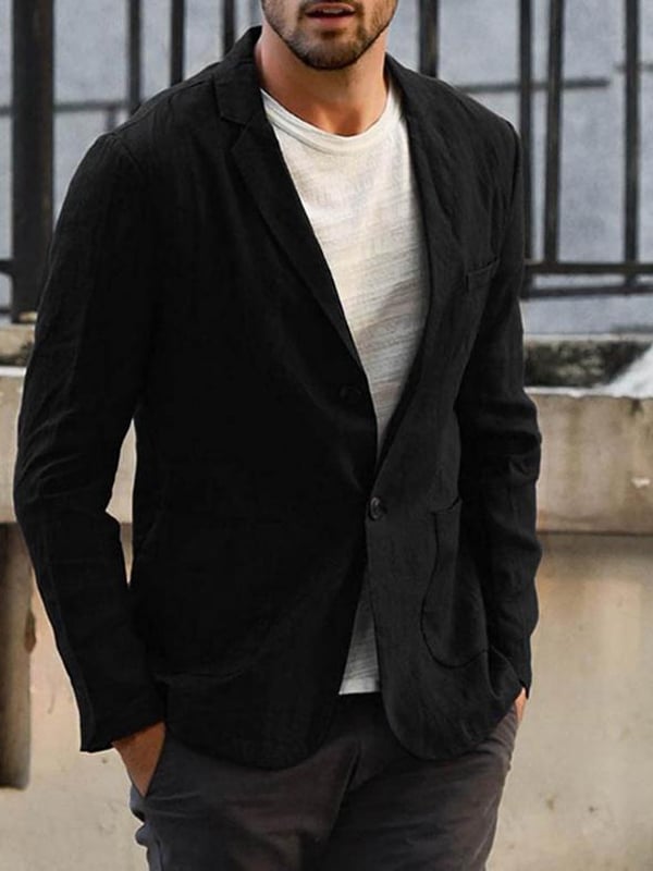 Casual holgado de algodón and de lino suit para hombre
