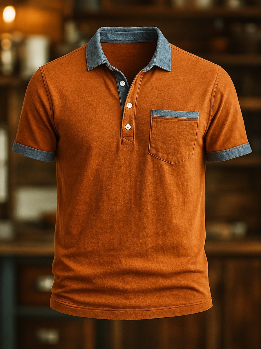 Camisa polo casual de manga corta Button para hombre