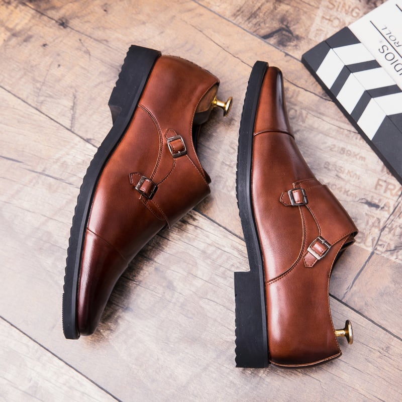 Zapatos ejecutivo casual British Double Buckle cuero