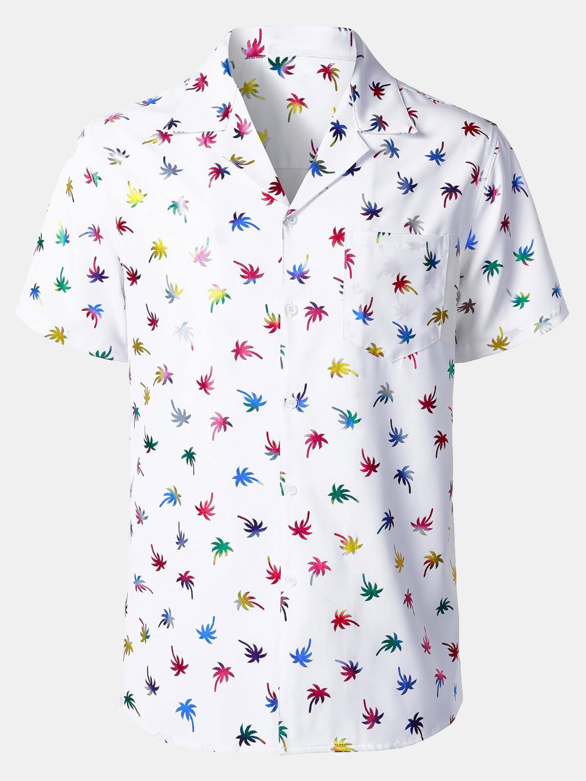 Camisa Tropical Colorful estampado Cuban Collar de manga corta para hombre