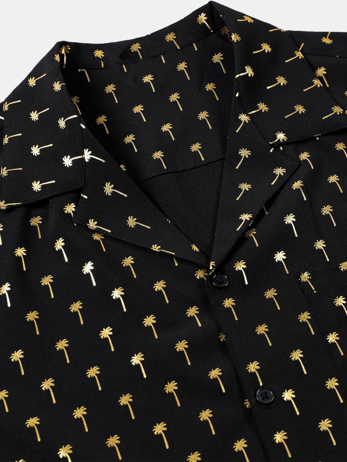 Camisa Golden Palm Tree Cuban Collar de manga corta para hombre