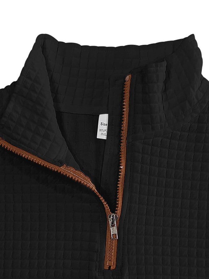 Sudadera retro jacquard texturizado Patchpara trabajo Comfortable Color-Blocked con cierre para hombre