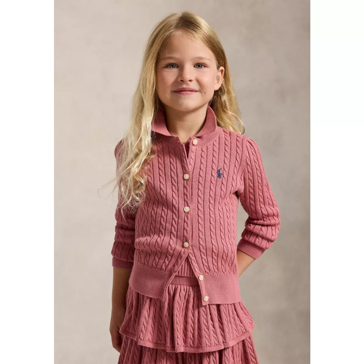 Girls 2-6x Mini-Cable Cotton Cardigan - 5
