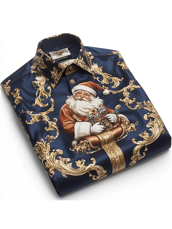 Camisa seda Christmas de lujo ejecutivo de manga larga para hombre