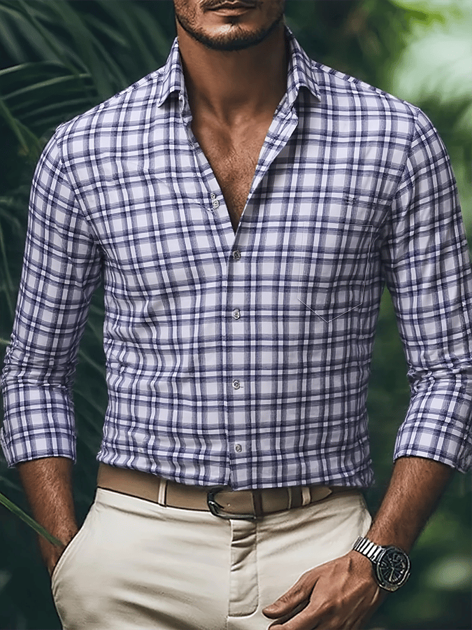 Camisa a cuadros ejecutivo casual para hombre