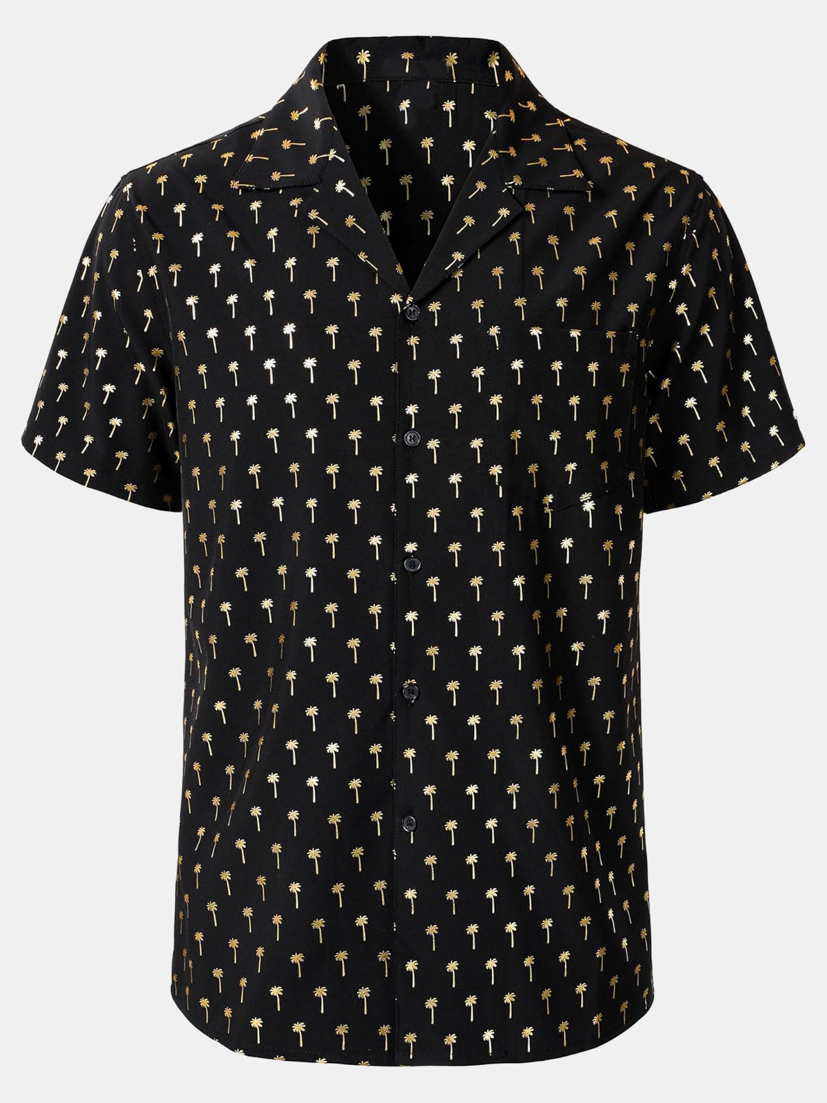 Camisa Golden Palm Tree Cuban Collar de manga corta para hombre