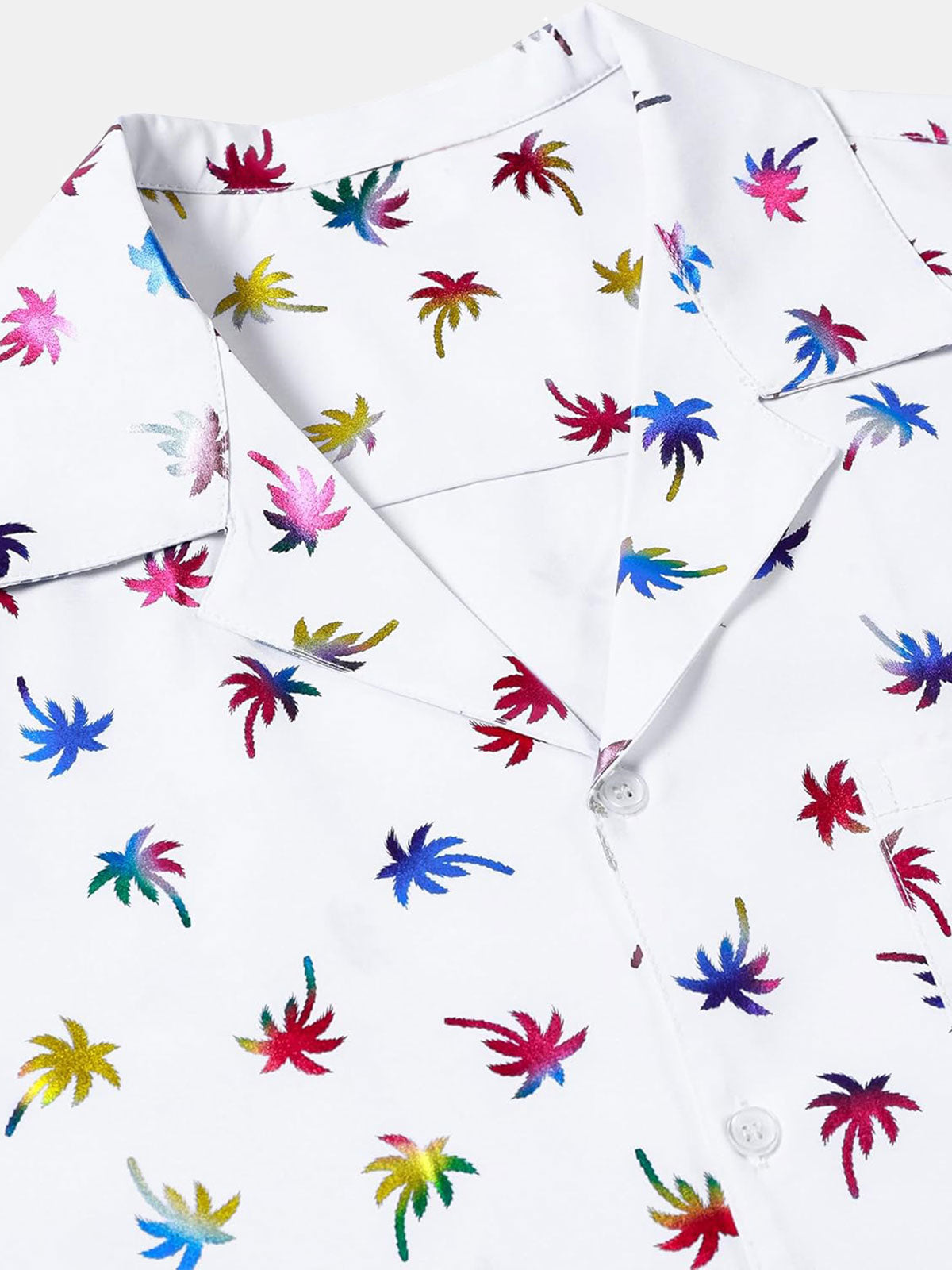 Camisa Tropical Colorful estampado Cuban Collar de manga corta para hombre