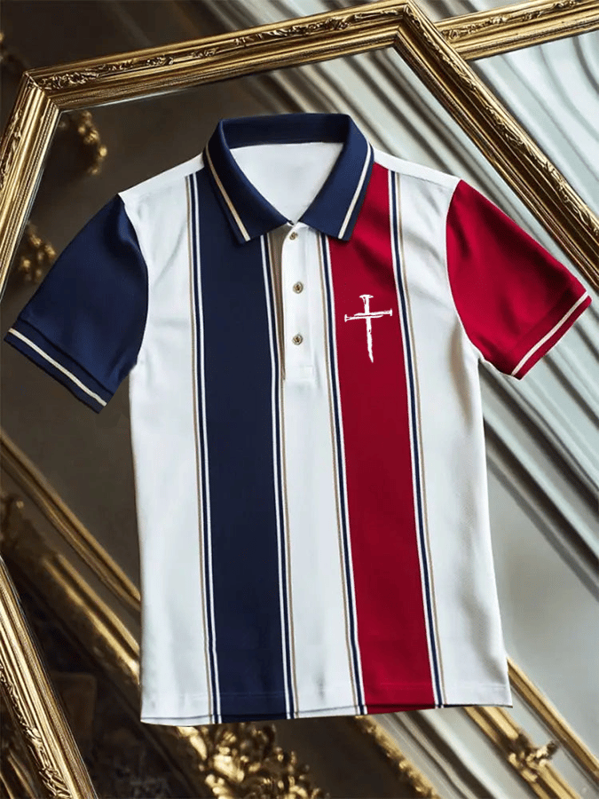 Camisa polo Faith estampado retro casual para hombre