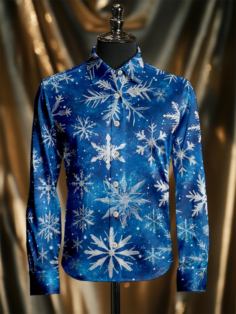 Camisa seda de lujo Christmas de manga larga para hombre