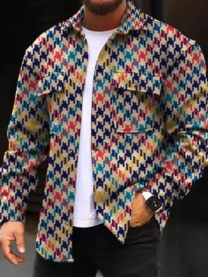 Abrigo de moda Simple geométrico estampado lanaen para hombre