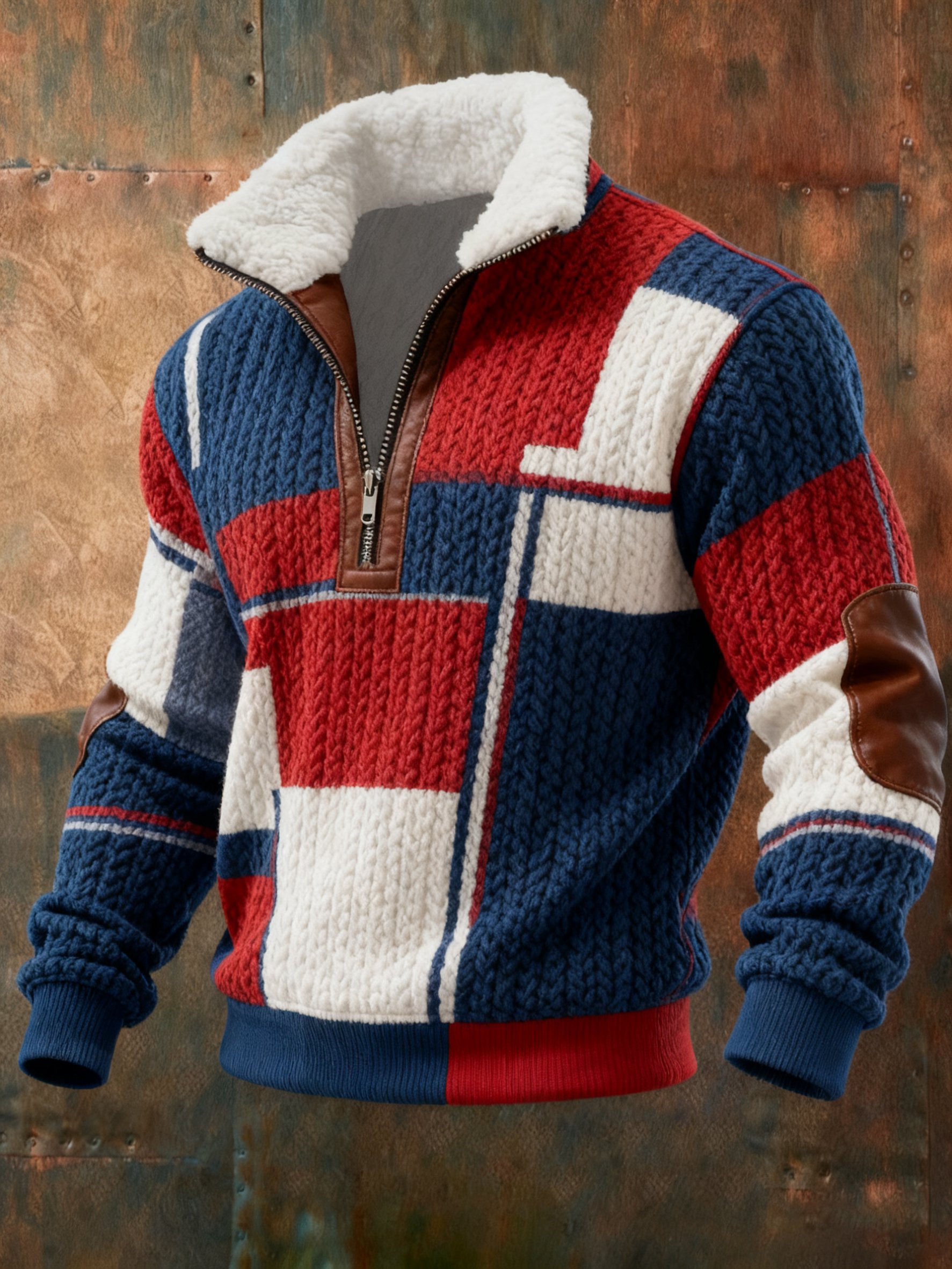 Sudadera Cable texturizado estampado casual para hombre