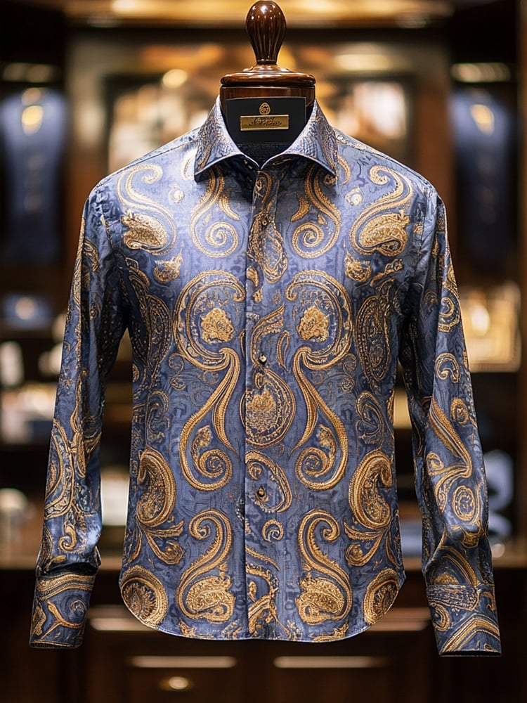 Camisa casual Abstract estampado de manga larga para hombre