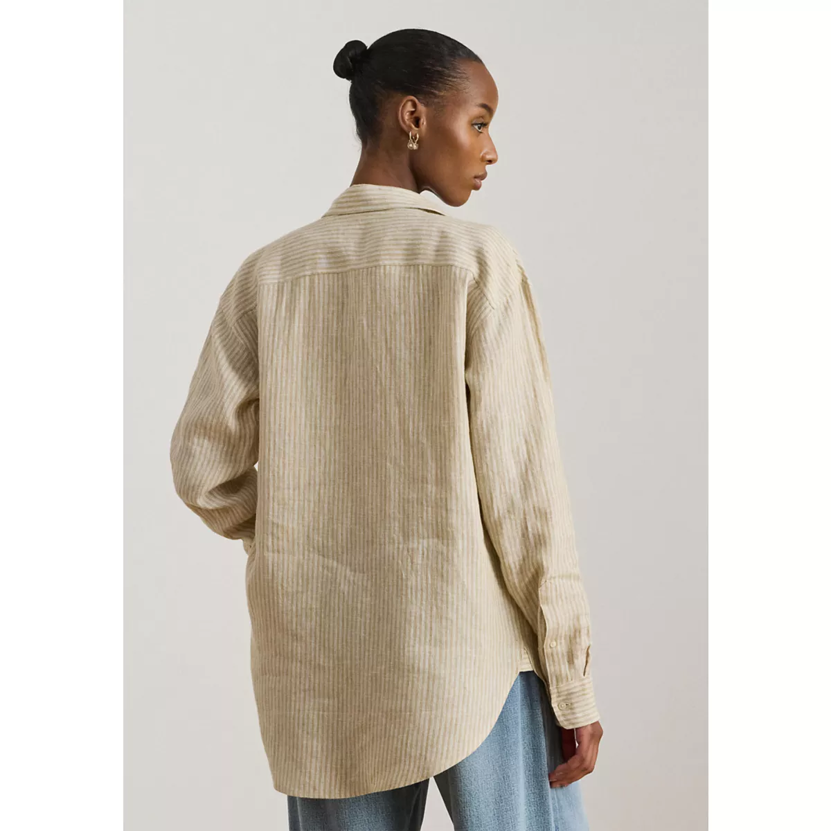 Women's Relaxed Fit Striped Linen Shirt - 2
