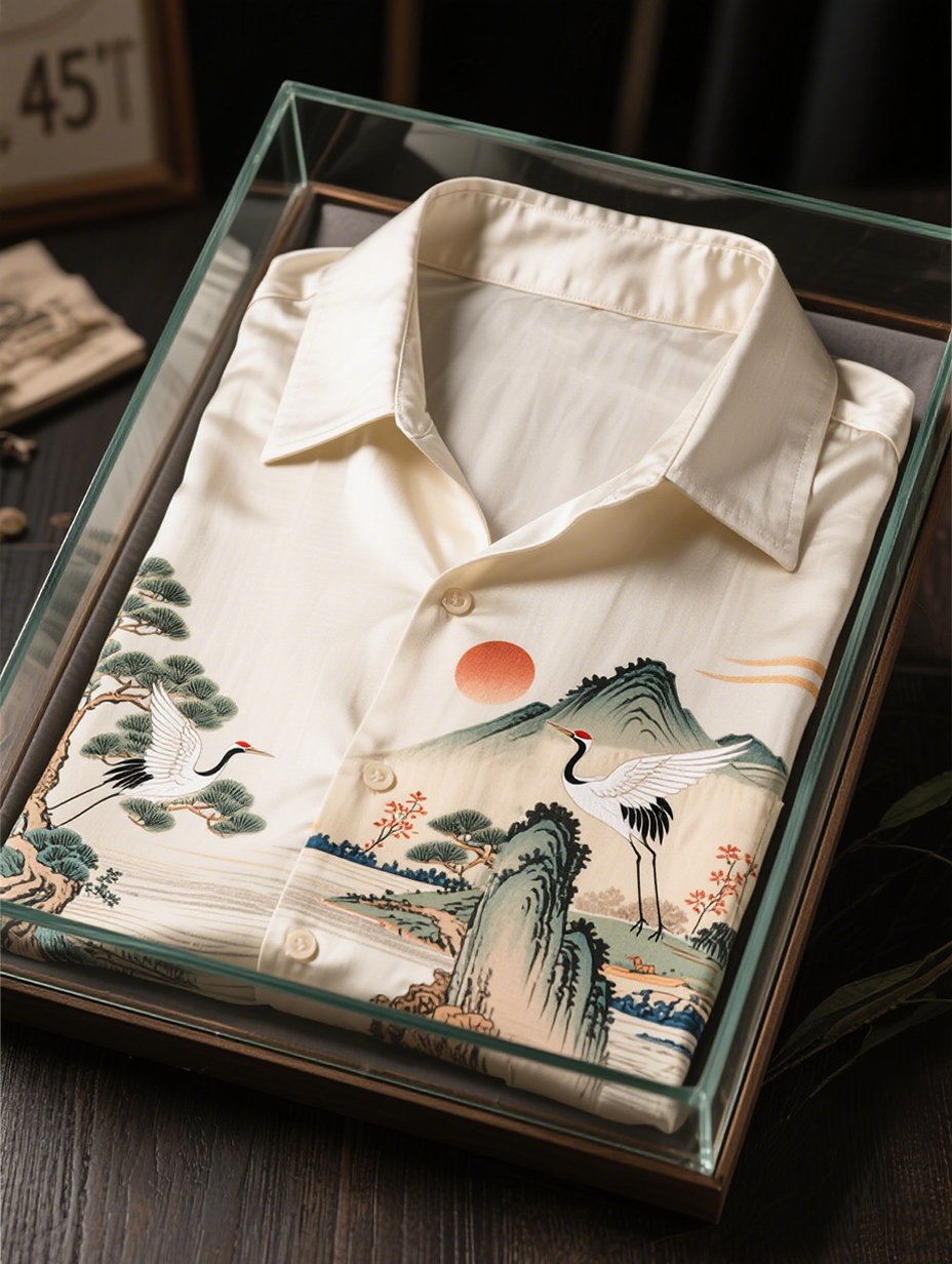 Camisa satén Luxe de manga larga con botones para hombre