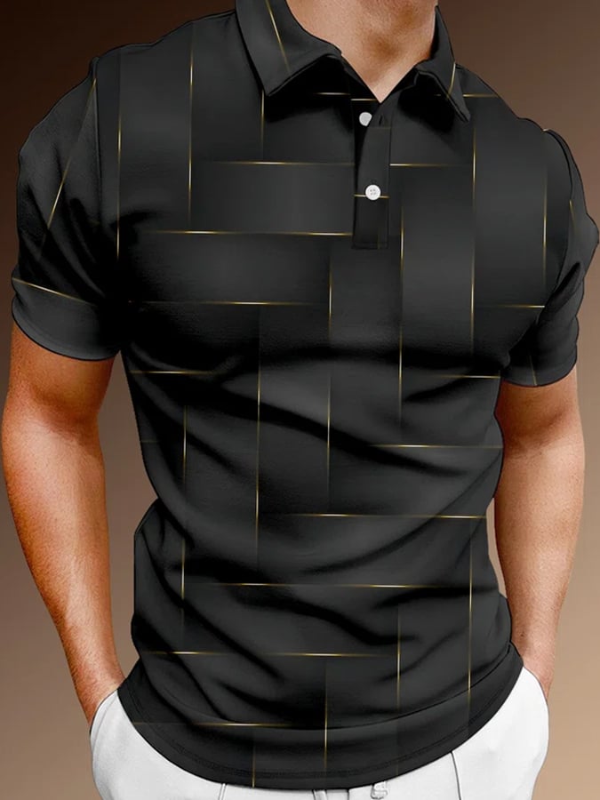 Camisa polo solapa de manga corta casual para hombre