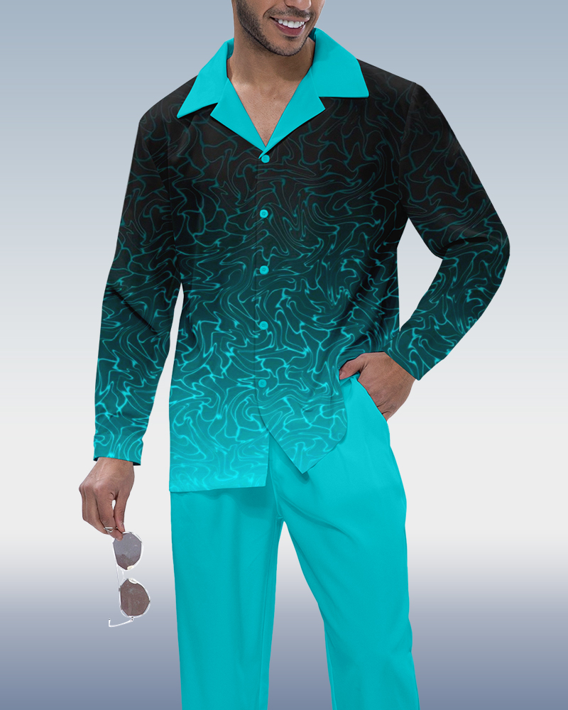 Camisa Suitmens Gradient estampado de manga larga Walking Suit 322 para hombre