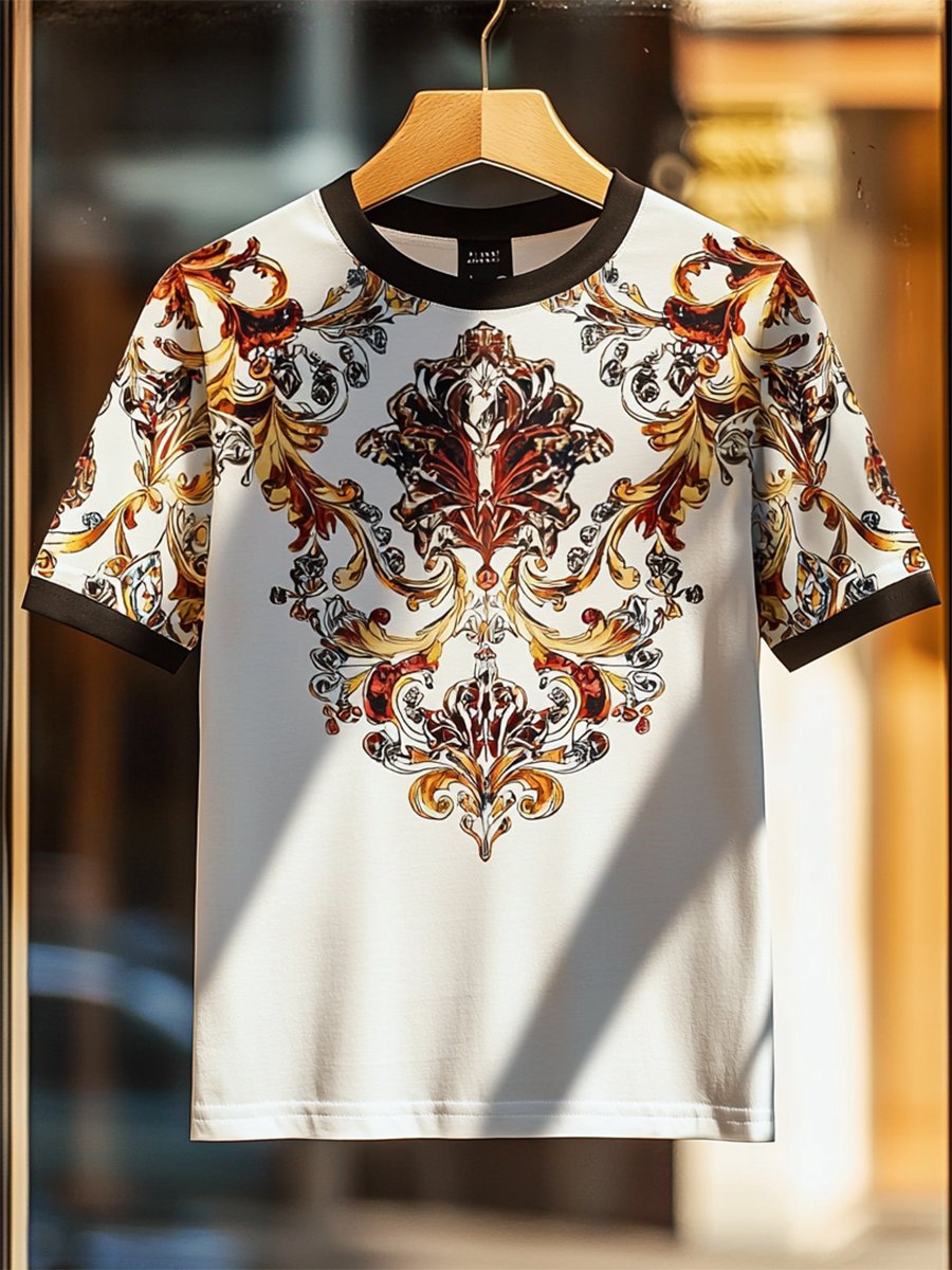 Camiseta ejecutivo de lujo estampado de algodón de manga corta para hombre