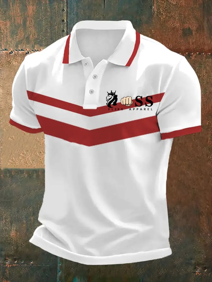 Camisa polo retro Letter estampado casual para hombre