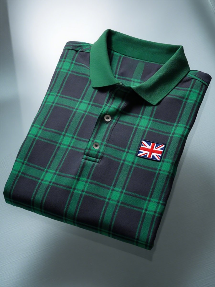 Camisa polo ejecutivo casual Union Jack Button de manga corta para hombre