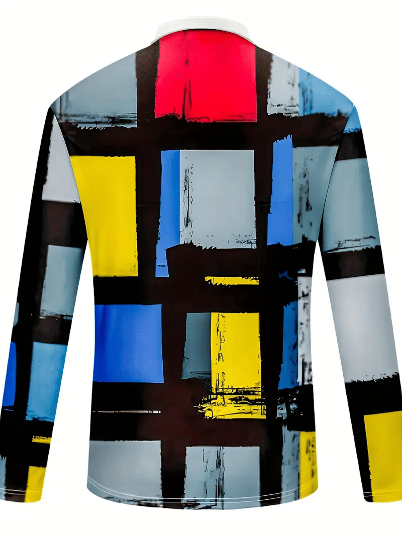 Camisa polo ejecutivo de lujo a rayas Zip-Neck para hombre