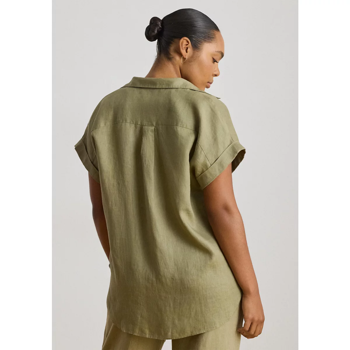 Women's Relaxed Fit Linen Short Sleeve Shirt - 2