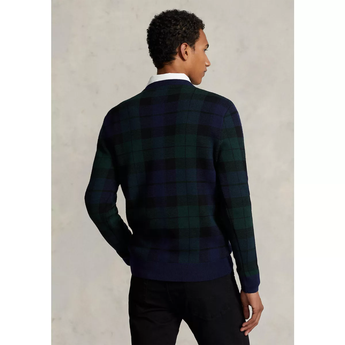 Plaid Washable Wool Sweater - 2