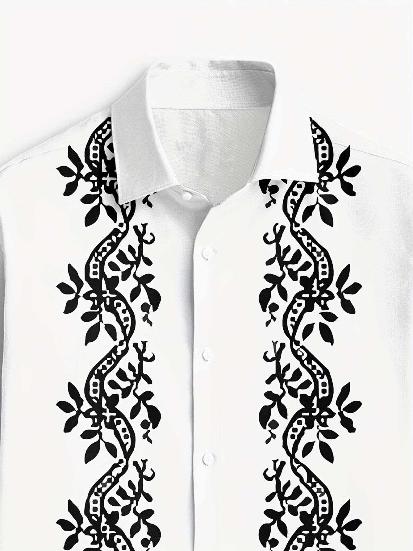 Camisa Street Style ejecutivo Ethnic floral casual estampado de manga larga para hombre