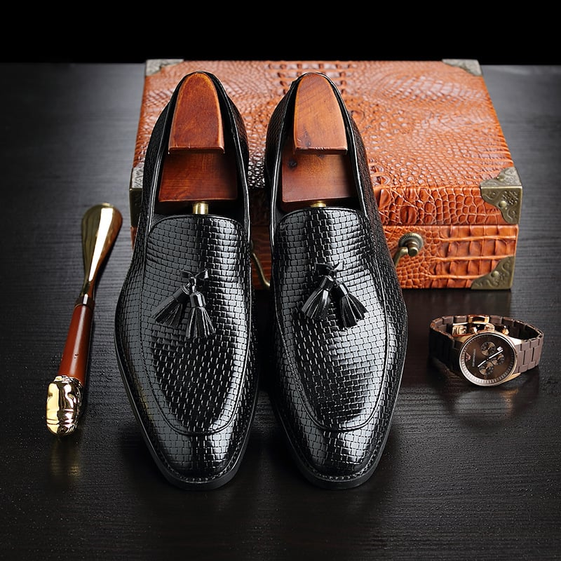 Zapatos ejecutivo casual Simple de moda Tassel cuero para hombre