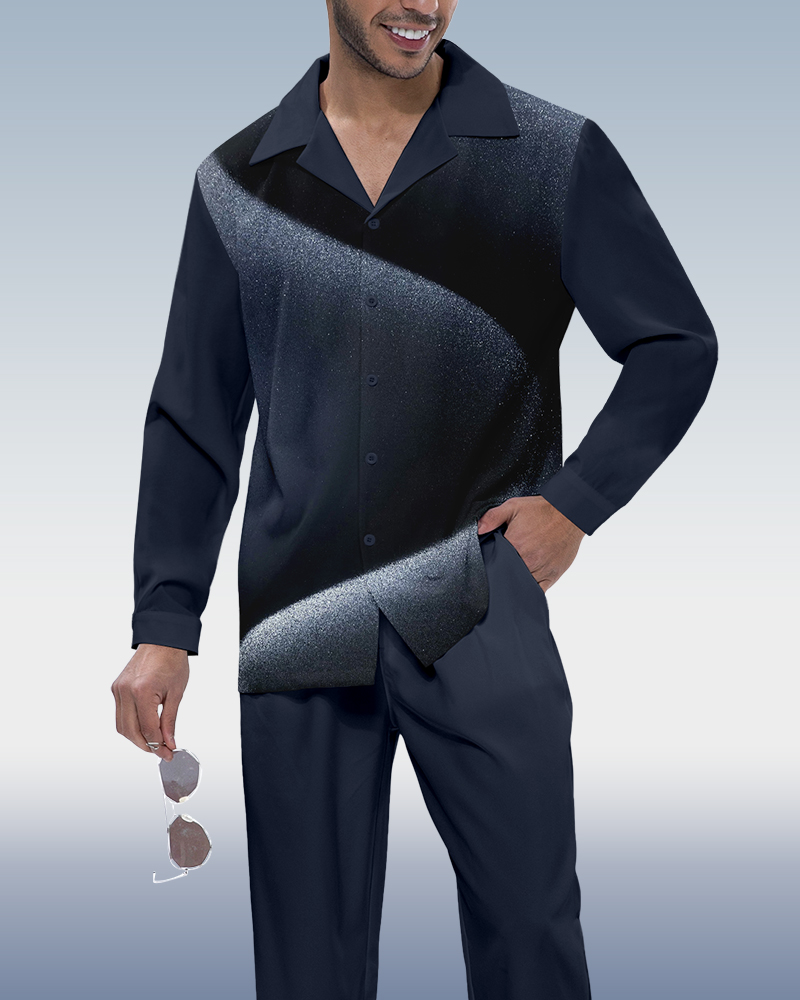 Camisa Gradient estampado de manga larga Walking Suit 317 para hombre