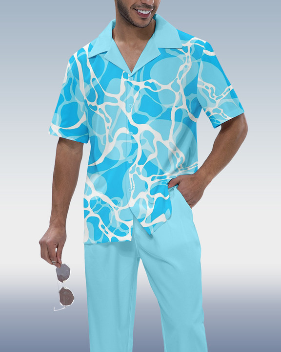 Camisa Rianmond Ombre estampado de manga corta Walking Set 377 para hombre