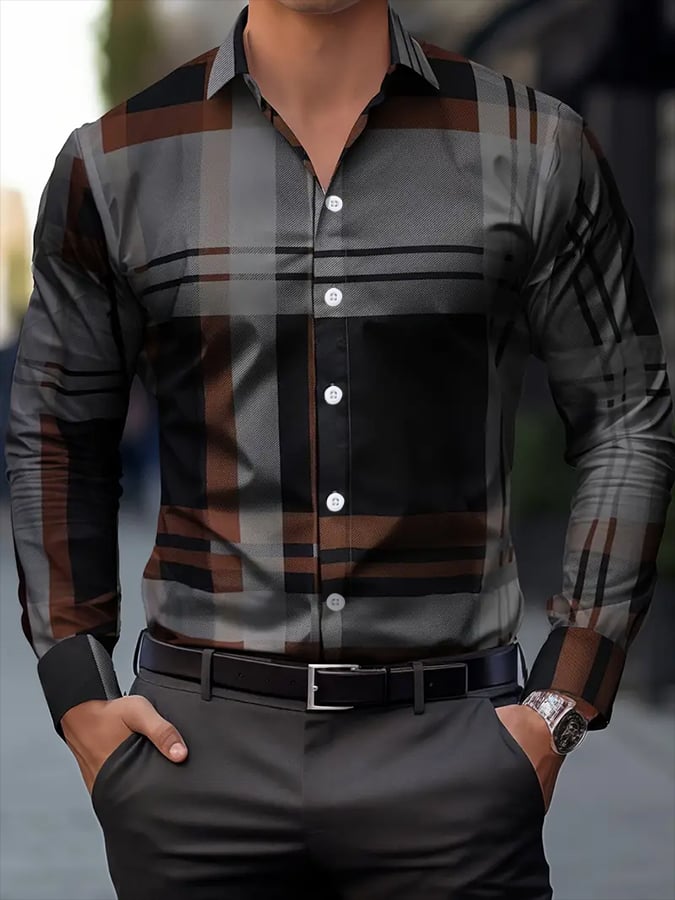 Camisa a cuadros ejecutivo casual para hombre