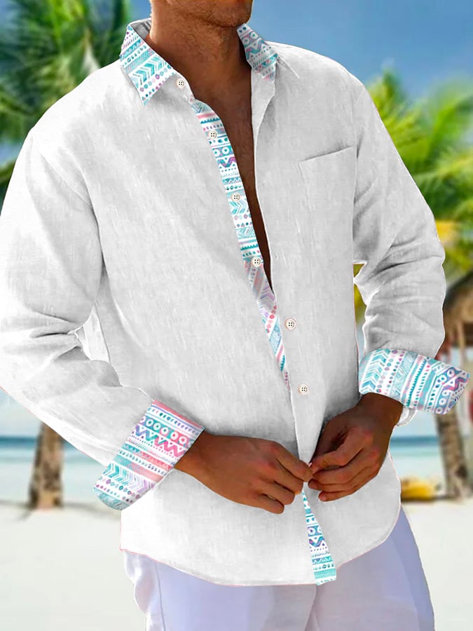 Camisa casual Holiday Contrast Color para hombre