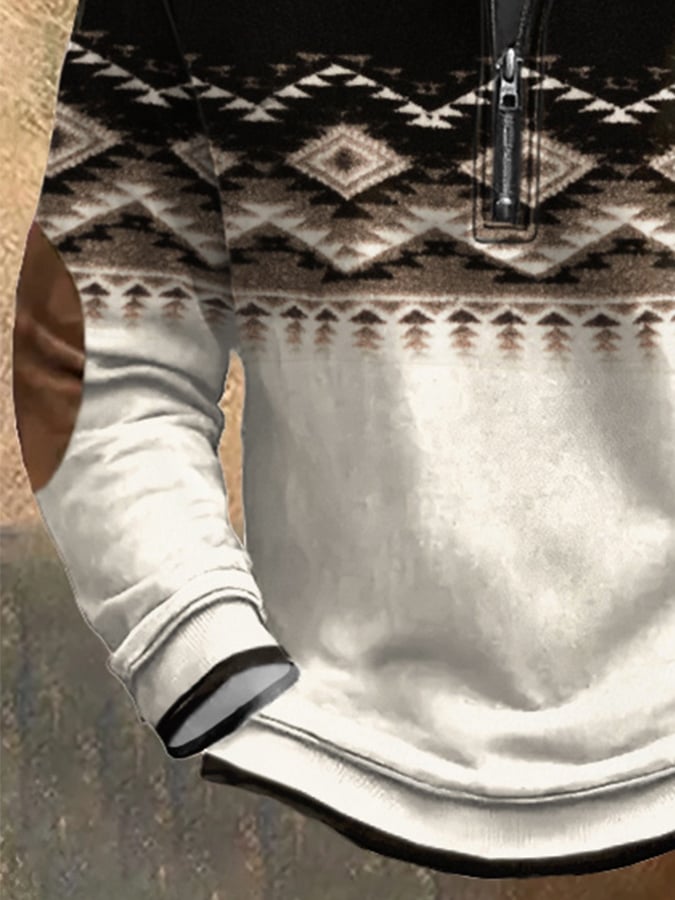 Sudadera Western estampado Zip cuello para hombre