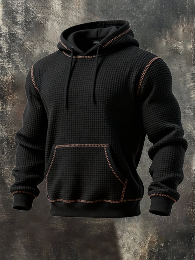 Sudadera Waffle Stitching Contrast Color Hooded casual Suit para hombre