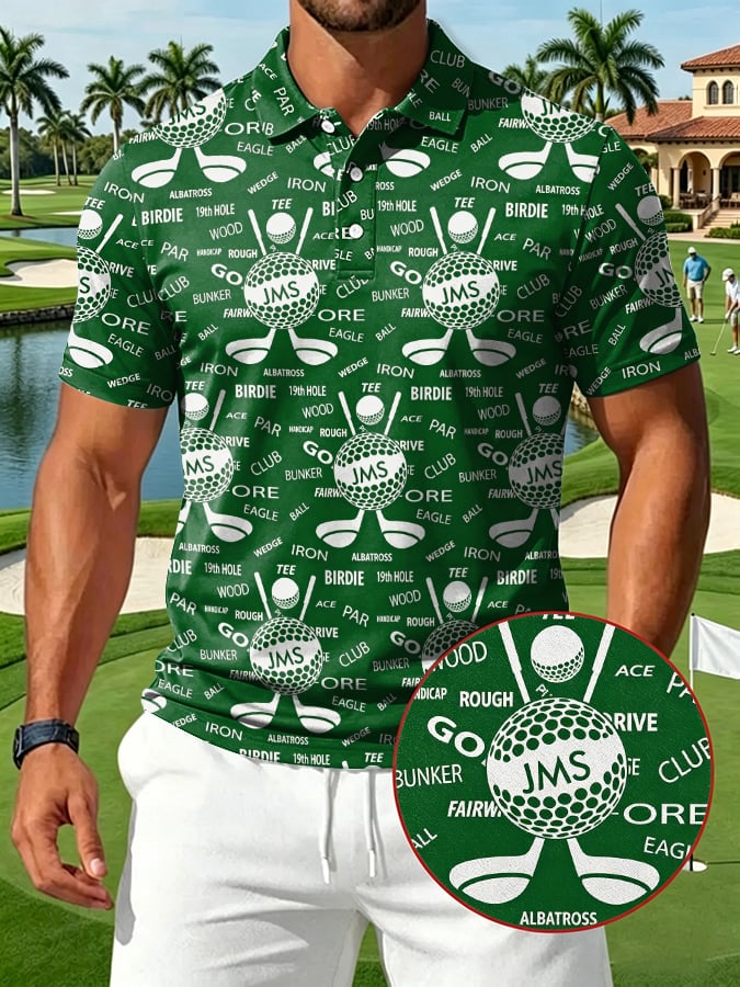 Camisa polo Custom Golf estampado casual para hombre